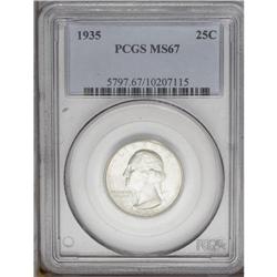 1935 25C MS67 PCGS. An impeccable frosty-white specime 1935[25C] MS67 PCGS.