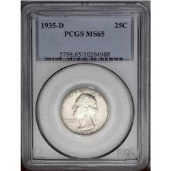 1935-D 25C MS65 PCGS. Brilliant centers are framed by 1935-D[25C] MS65 PCGS.