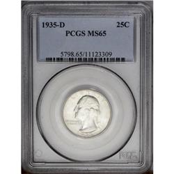 1935-D 25C MS65 PCGS. This crisply struck and original 1935-D[25C] MS65 PCGS.
