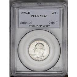 1935-D 25C MS65 PCGS. The mint luster on this piece is 1935-D[25C] MS65 PCGS.