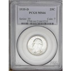 1935-D 25C MS66 PCGS. Freckles of tan and aquamarine g 1935-D[25C] MS66 PCGS.
