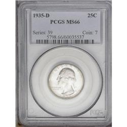 1935-D 25C MS66 PCGS. Well struck with full satin lust 1935-D[25C] MS66 PCGS.