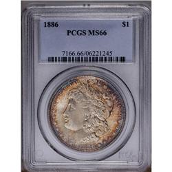 1886 S$1 MS66 PCGS. Magenta, cobalt-blue, and reddish- 1886[img border='0' src='http://www.heritagec