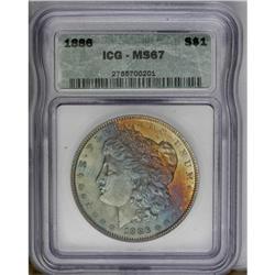 1886 S$1 MS67 ICG. Lovely multi-hued bag toning adorns 1886[img border='0' src='http://www.heritagec
