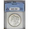 Image 1 : 1891-O S$1 MS64 ANACS. A surprisingly sharp example of 1891-O[img border='0' src='http://www.heritag