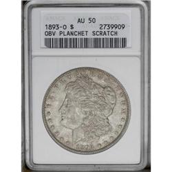 1893-O S$1 --Obverse Planchet Scratch--ANACS. AU50 Deta 1893-O[img border='0' src='http://www.herita