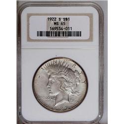 1922-S S$1 MS65 NGC. Lightly toned and lustrous with s 1922-S[img border='0' src='http://www.heritag