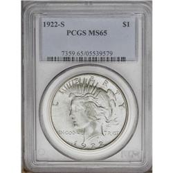 1922-S S$1 MS65 PCGS. Fully white and frosty with near 1922-S[img border='0' src='http://www.heritag