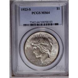 1923-S S$1 MS64 PCGS. A creamy near-Gem example with a 1923-S[img border='0' src='http://www.heritag