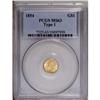 Image 1 : 1854 G$1 Type One MS63 PCGS. Sharply struck and carefu 1854[G$1] Type One MS63 PCGS.