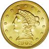 Image 1 : 1902 $2 1/2 MS66 PCGS. Well struck with bright satiny 1902[$2 1/2] MS66 PCGS.