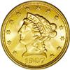 Image 1 : 1907 $2 1/2 MS67 PCGS. A Superb Gem with bright yellow 1907[$2 1/2] MS67 PCGS.