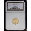 Image 1 : 1911 $2 1/2 MS62 NGC. A smooth olive-gold example of t 1911[$2 1/2] MS62 NGC.