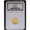Image 1 : 1913 $2 1/2 MS63 NGC. Satiny straw-gold surfaces are w 1913[$2 1/2] MS63 NGC.