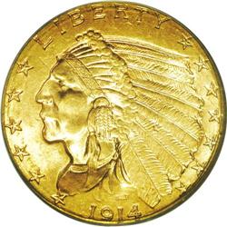 1914-D $2 1/2 MS64 PCGS. Housed in an earlier PCGS hol 1914-D[$2 1/2] MS64 PCGS.