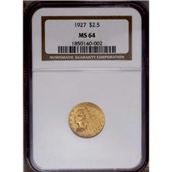 1927 $2 1/2 MS64 NGC. The bright peach-gold surfaces r 1927[$2 1/2] MS64 NGC.
