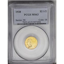 1928 $2 1/2 MS63 PCGS. A lovely example with attractiv 1928[$2 1/2] MS63 PCGS.