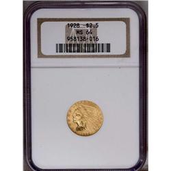 1928 $2 1/2 MS64 NGC. Lustrous and well struck with be 1928[$2 1/2] MS64 NGC.