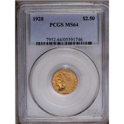 1928 $2 1/2 MS64 PCGS. Deep orange toning embraces thi 1928[$2 1/2] MS64 PCGS.