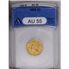 Image 1 : 1856 $3 AU55 ANACS. Even wear to the highpoints, but a 1856[$3] AU55 ANACS.