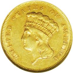 1863 $3 AU58 NGC. The 1863 three dollar coin, with a b 1863[$3] AU58 NGC.