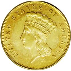 1866 $3 MS62 PCGS. From an original mintage of 4,000 b 1866[$3] MS62 PCGS.