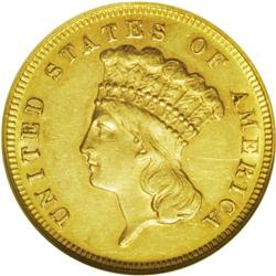 1868 $3 AU58 NGC. The 1868 three dollar, sporting a bu 1868[$3] AU58 NGC.