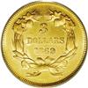Image 2 : 1869 $3 AU58 PCGS. Delightful peach-gold and green ton 1869[$3] AU58 PCGS.