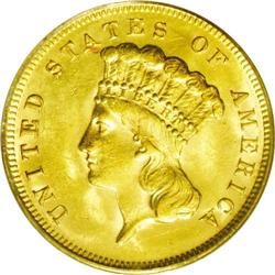 1878 $3 MS62 PCGS. This date is the most plentiful and 1878[$3] MS62 PCGS.