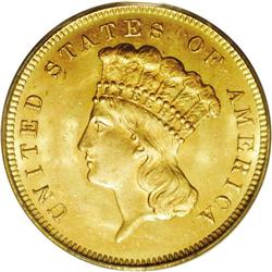 1880 $3 MS65 PCGS. Produced to the extent of only 1,00 1880[$3] MS65 PCGS.