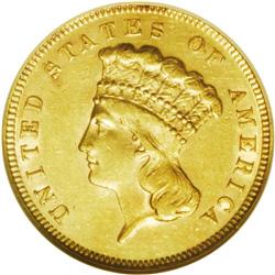 1889 $3 AU58 NGC. This final year of three dollar prod 1889[$3] AU58 NGC.