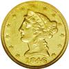 Image 1 : 1846-C $5 AU50 NGC. Variety 8-E. The 1846-C, with a mi 1846-C[$5] AU50 NGC.