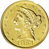 Image 1 : 1851-C $5 AU55 PCGS. Variety 16-G. Easily distinguishe 1851-C[$5] AU55 PCGS.