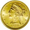 Image 1 : 1899 $5 MS65 NGC. This lustrous canary-gold Gem has re 1899[$5] MS65 NGC.