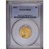 Image 1 : 1913 $5 MS62 PCGS. The satiny khaki-gold surfaces disp 1913[$5] MS62 PCGS.