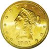 Image 1 : 1901 $10 MS65 NGC. Beautiful reddish peach-gold toning 1901[$10] MS65 NGC.