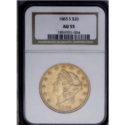 1865-S $20 AU55 NGC. Although large quantities of this 1865-S[$20] AU55 NGC.