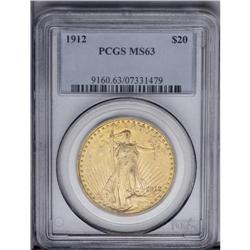 1912 $20 MS63 PCGS. Sharply struck with the usual acco 1912[$20] MS63 PCGS.