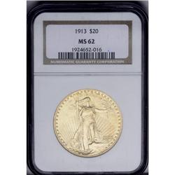 1913 $20 MS62 NGC. The mint luster is especially notab 1913[$20] MS62 NGC.