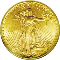 1913 $20 MS64 PCGS. Lightly toned with thick mint lust 1913[$20] MS64 PCGS.