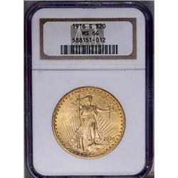 1916-S $20 MS64 NGC. Generally well struck, if a trifl 1916-S[$20] MS64 NGC.