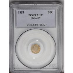 1853 50C Liberty Round 50 Cents, BG-417, High R.5, AU5 1853[50C] Liberty Round 50 Cents, BG-417, Hig