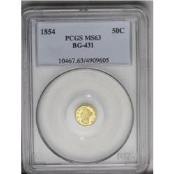 1854 50C Liberty Round 50 Cents, BG-431, Low R.5, MS63 1854[50C] Liberty Round 50 Cents, BG-431, Low