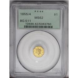 1855/4 $1 Liberty Octagonal 1 Dollar, BG-511, High R.4 1855/4[$1] Liberty Octagonal 1 Dollar, BG-511