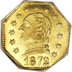 1872 25C Washington Octagonal 25 Cents, BG-722, Low R. 1872[25C] Washington Octagonal 25 Cents, BG-7
