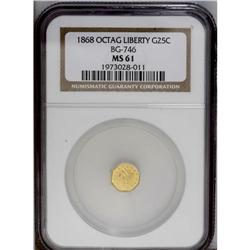 1868 25C Liberty Octagonal 25 Cents, BG-746, High R.4, 1868[25C] Liberty Octagonal 25 Cents, BG-746,