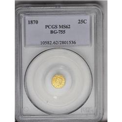 1870 25C Liberty Octagonal 25 Cents, BG-755, High R.4, 1870[25C] Liberty Octagonal 25 Cents, BG-755,