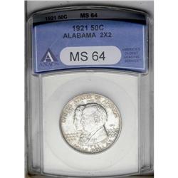 1921 50C Alabama 2x2 MS64 ANACS. A bold, frosty striki 1921[50C] Alabama 2x2 MS64 ANACS.