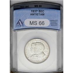 1937 50C Antietam MS66 ANACS. A milky-white Premium Ge 1937[50C] Antietam MS66 ANACS.