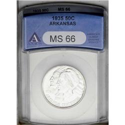 1935 50C Arkansas MS66 ANACS. The obverse is brilliant 1935[50C] Arkansas MS66 ANACS.